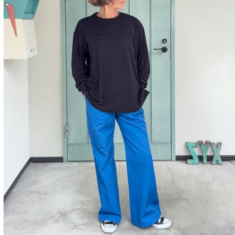Bamboo Cotton Palm print Long T-shirt Black