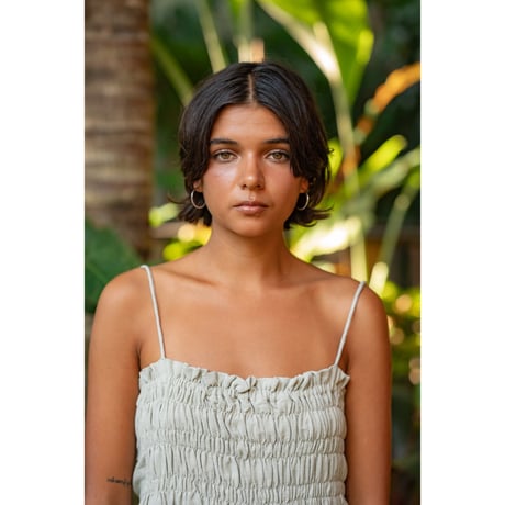 Linen Viscose Ribbon Cami Sage