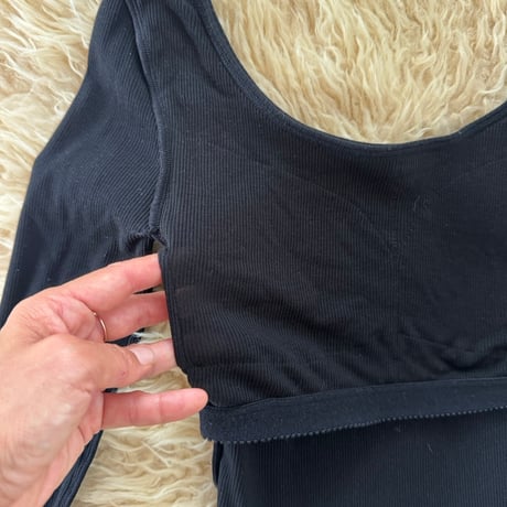 新価格！日本製　Organic Cotton by Organic Field®︎ Bra Long Sleeve Top Rib Black