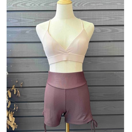 ♻️ecoRib Side Ribbon Short Pants Chestnuts