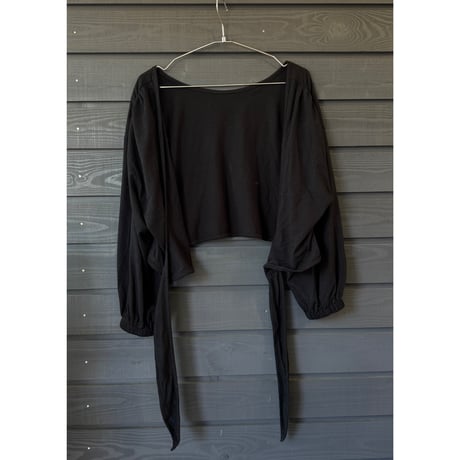 Bamboo Cotton Ribbon Top　Black