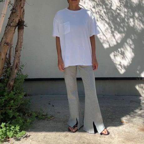 日本製　リブフレアパンツ　Gray