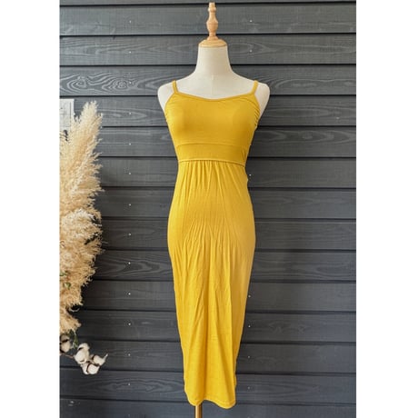 Modal Spandex　Relax Fit Bra Top Tight One Piece Mustard