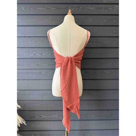 Linen Viscose Ribbon Cami Rhust