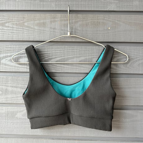 Reversible  Bikini Top　Deep Ocean x Black Rib