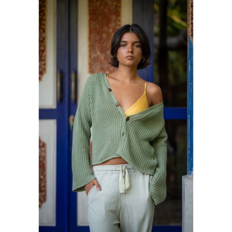 Linen Viscose Wide Flare Pants Sage