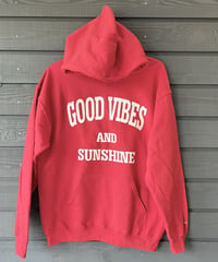 Good Vibes and Sunshine fleece lining Hoodie Red x White