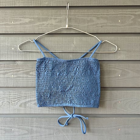 Shirring Bustier Top Vintage Blue