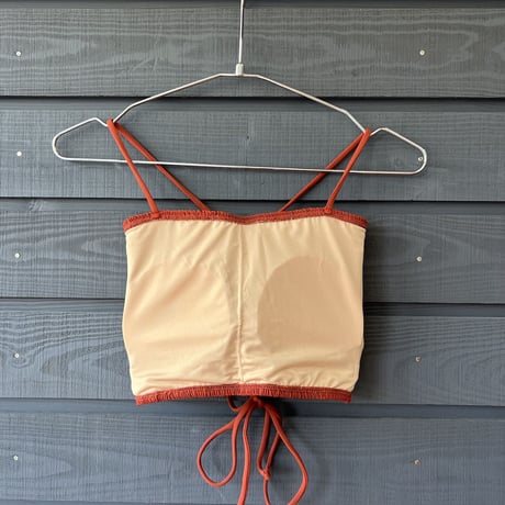 Shirring Bustier Top Reddish Brown