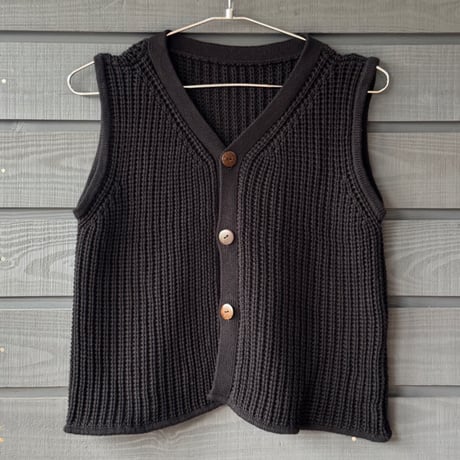 Cotton Knit Vest Black