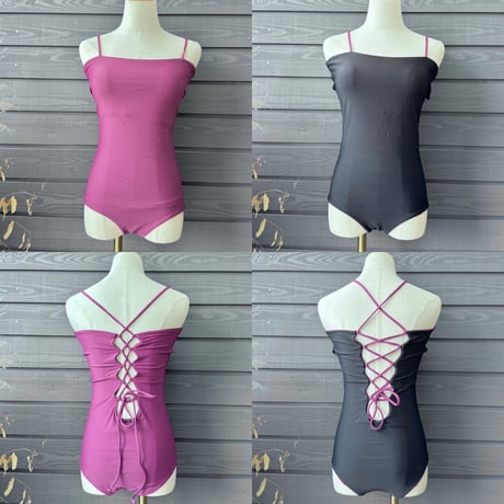 Reversible  Bustier One Piece Black x Wine