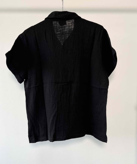 ガーゼ　リラックスショートスリーブシャツ　Black
