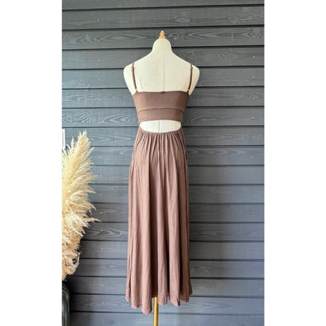 Modal Spandex　Relax Fit Bra Top Flare One Piece Mocha Brown