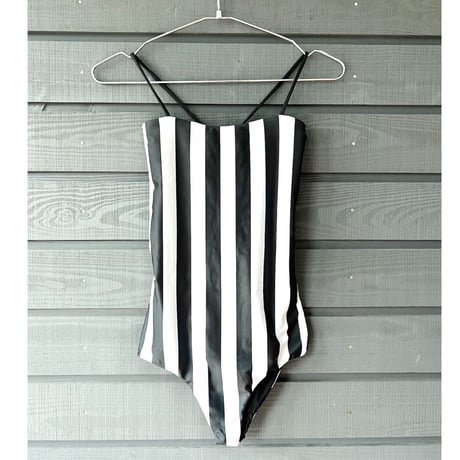 ♻️Econyl®︎　Reversible Bustier One Piece　Nero Stripex Black
