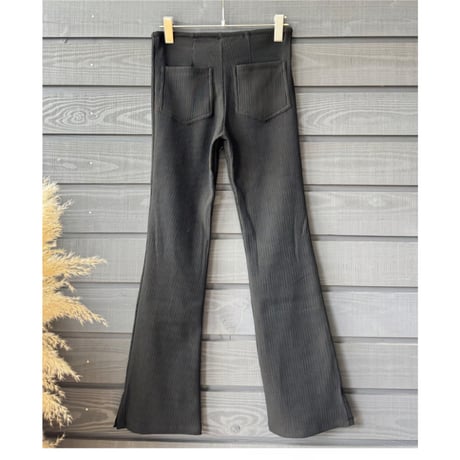 Black Rib Flare Long Leggings