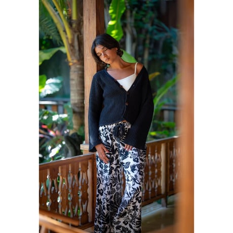 Rayon Wide Flare Pants Bali Flowers