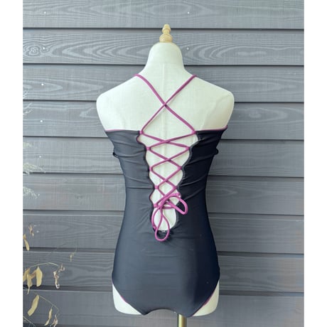 Reversible  Bustier One Piece Black x Wine