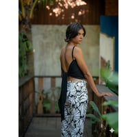 Rayon Ruffle Waist Wide Flare Pants Shell Black