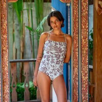 Reversible  Bustier One Piece Bali Flowers Lichen