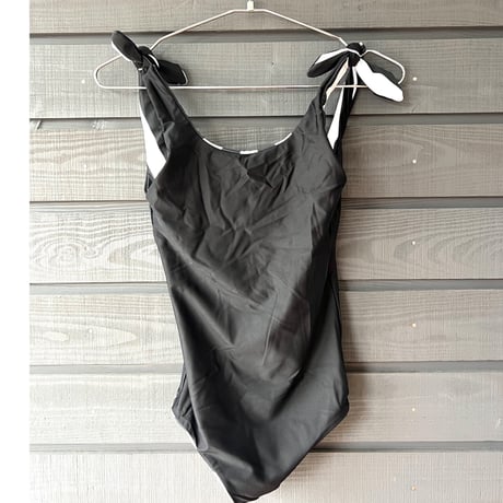 ♻️Econyl®︎　Reversible Ribbon One Piece　NeroStripe x Black