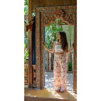 Rayon Ruffle Waist Wide Flare Pants  Shell Rhust