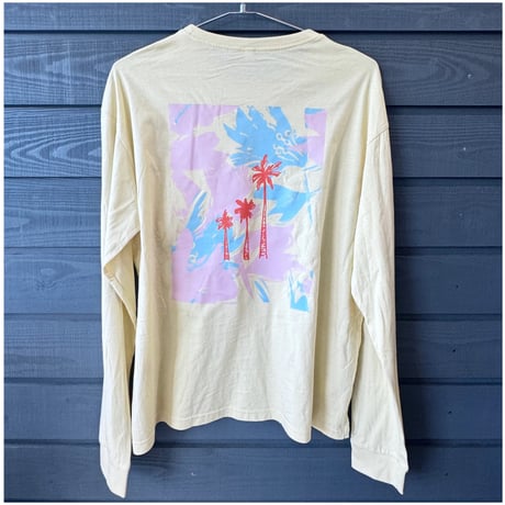 Bamboo Cotton Palm print Long T-shirt Banana Milk