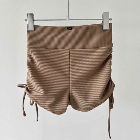 ♻️eco Rib　Side Ribbon Short Pants　Milk Brown