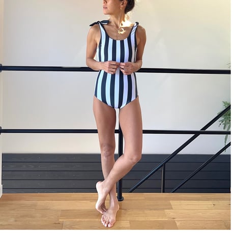 ♻️Econyl®︎　Reversible Ribbon One Piece　NeroStripe x Black