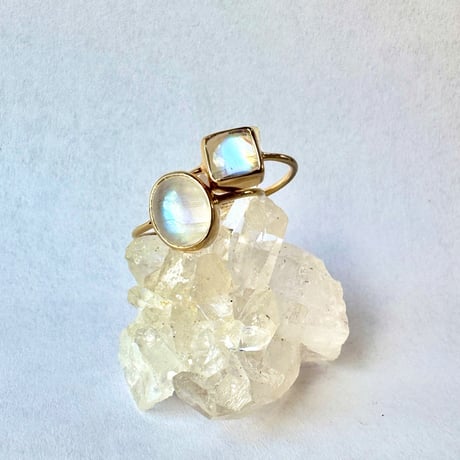via Bella Gemstones Ring Rainbow Moon Oval&Square