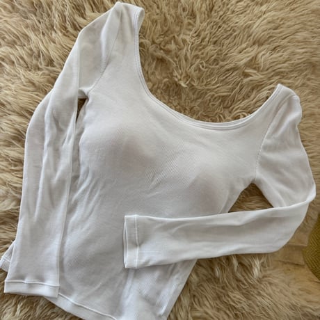 新価格！日本製　Organic Cotton by Organic Field®︎Bra Long Sleeve Top Rib White
