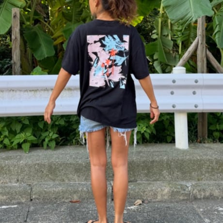 Bamboo Cotton Palm print Tshirt Black