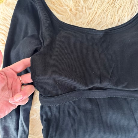 新価格！日本製　Organic Cotton by Organic Field®︎ Bra Long Sleeve Top Rib Black