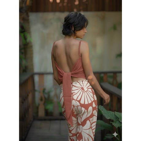 Linen Viscose Ribbon Cami Rhust