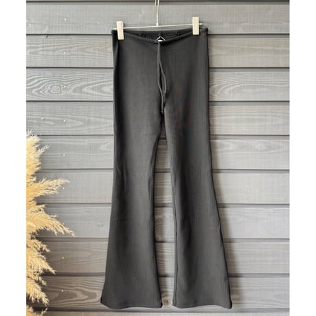 Black Rib Flare Long Leggings