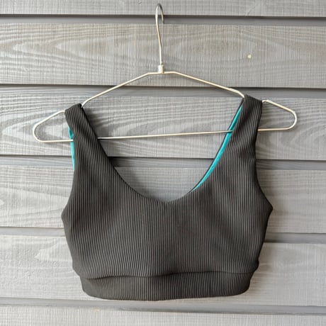 Reversible  Bikini Top　Deep Ocean x Black Rib
