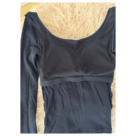 新価格！日本製　Organic Cotton by Organic Field®︎ Bra Long Sleeve Top Rib Black