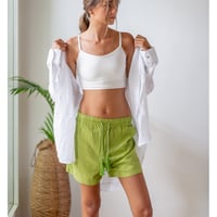 Bamboo100% Fabric Mustard Green Short Pants