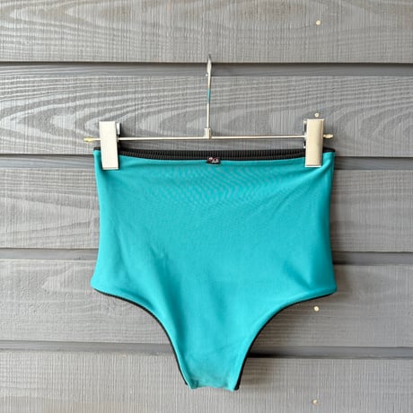 Reversible  High Waist Bottom  Deep Ocean x Black Rib