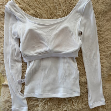新価格！日本製　Organic Cotton by Organic Field®︎Bra Long Sleeve Top Rib White