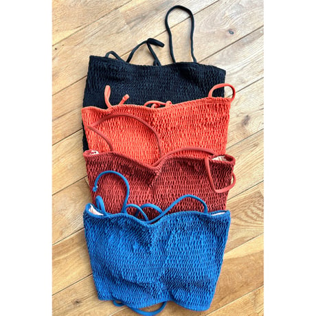 Shirring Bustier Top Vintage Blue