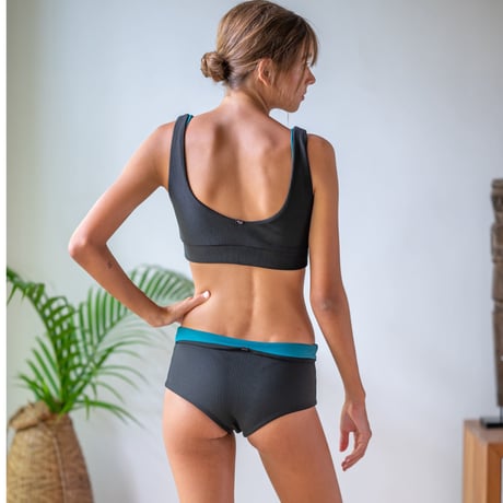 Reversible  Bikini Top　Deep Ocean x Black Rib