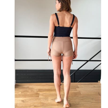 ♻️eco Rib　Side Ribbon Short Pants　Milk Brown