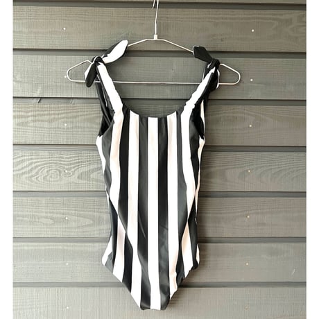 ♻️Econyl®︎　Reversible Ribbon One Piece　NeroStripe x Black