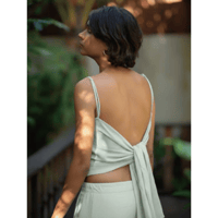 Linen Viscose Ribbon Cami Sage