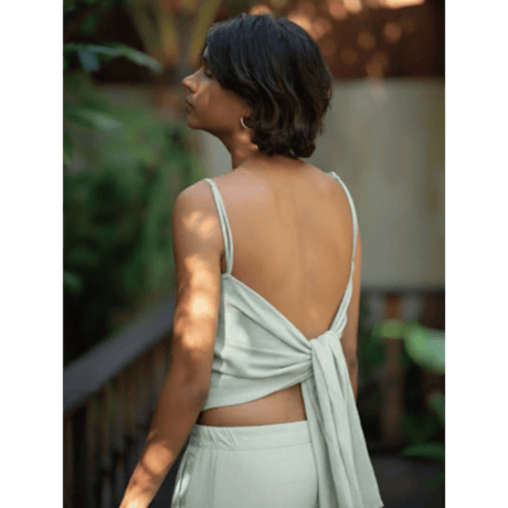Linen Viscose Ribbon Cami Sage