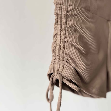 ♻️eco Rib　Side Ribbon Short Pants　Milk Brown