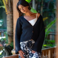 Cotton Knit Cardigan Black