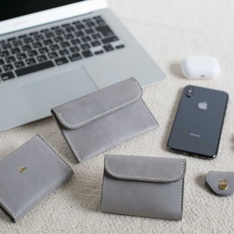 Jacou JW010 ( mini wallet )  "gray" pastel leather  ＊限定商品