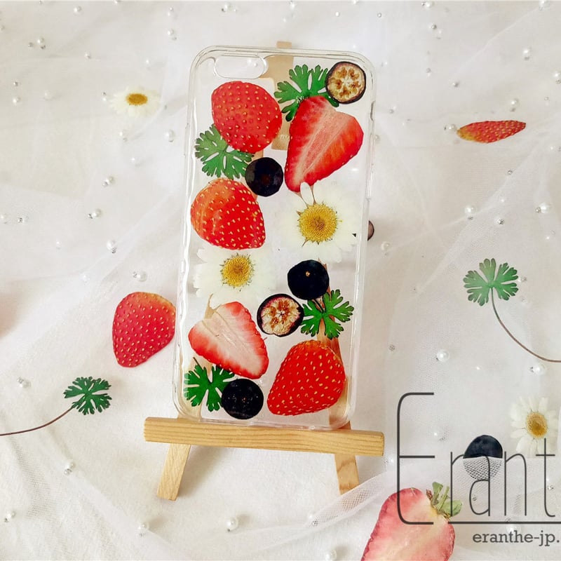 いちご 』押し花 ドライフラワー フルーツ スマホケース iPhone ケース