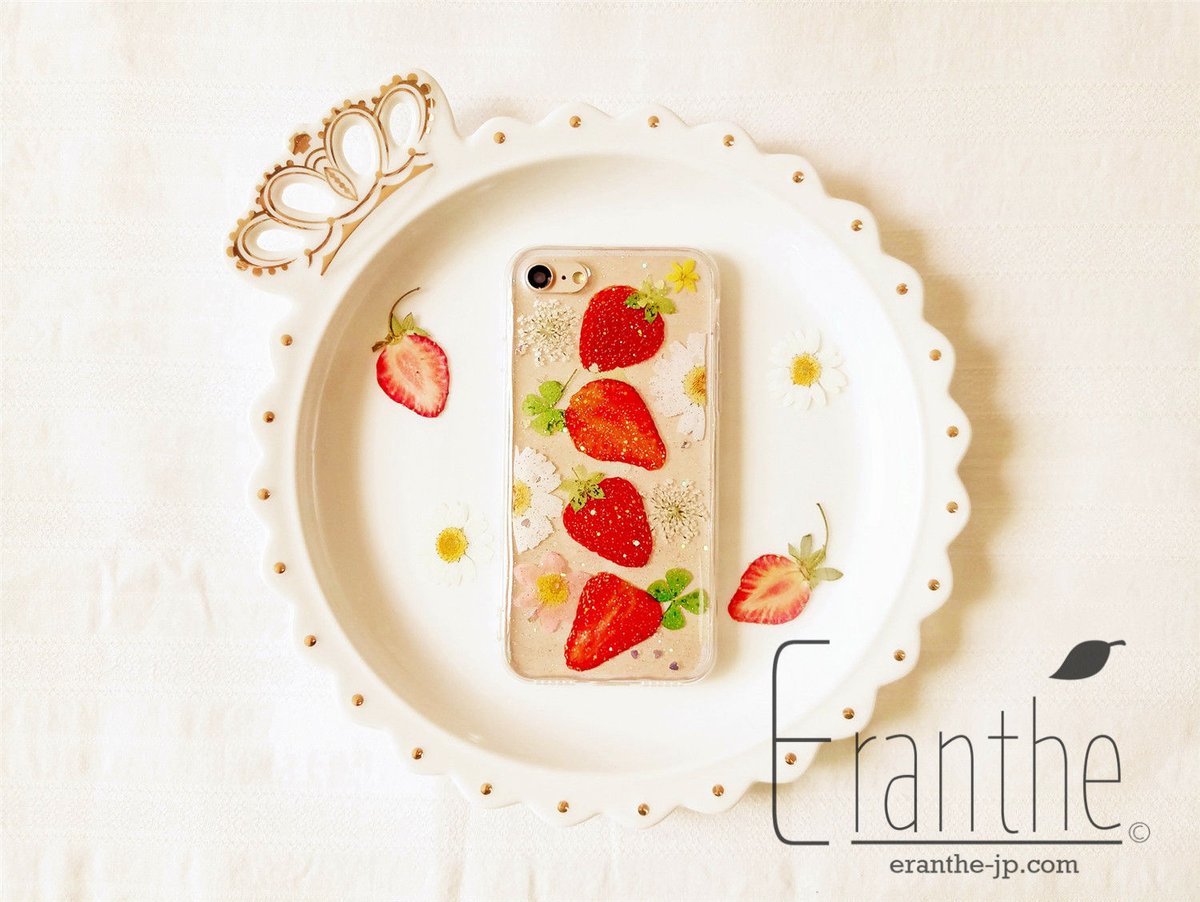 苺のiPhone7押し花ケース 苺のiPhone7押し花ケース